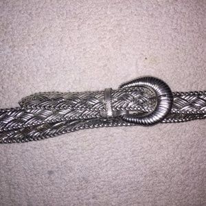 Anne Klein II Silver Braided Leather Belt